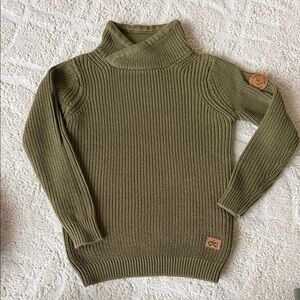 Kids Olive Green Turtleneck Sweater